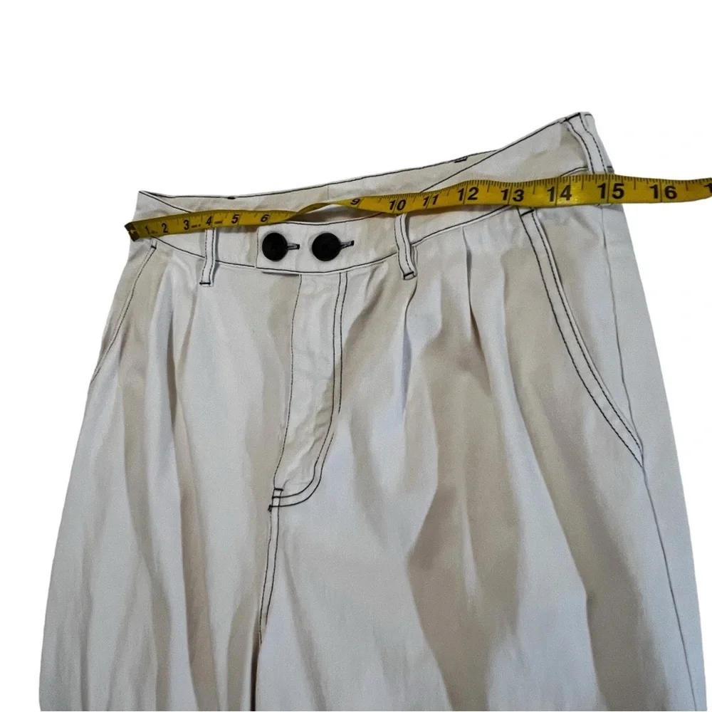 Monrow Wide Leg Pants In Off White Pockets High Rise Women’s M mom pleats - Picture 9 of 14